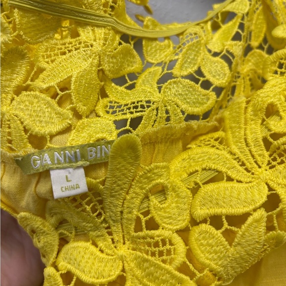 Gianni Bini Yellow Floral Crotchet Strapless Mini Dress - Picture 8 of 9